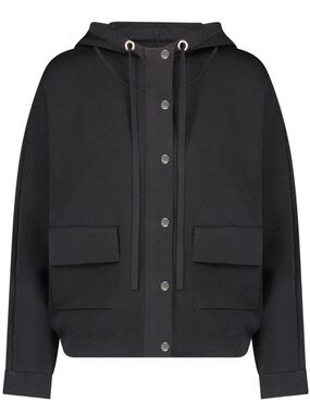 NWT ALEEZA PARIS knit hoodie size M Black Snap-Front Jacket